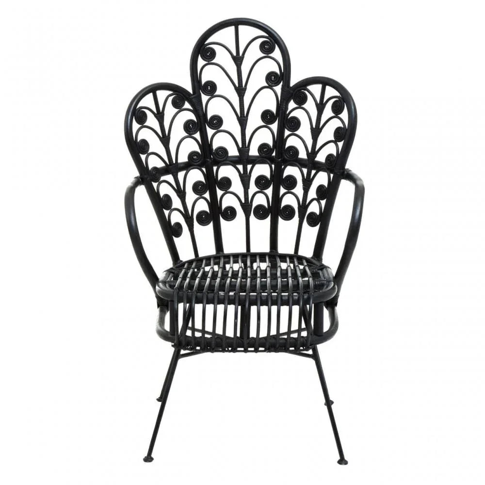 Montrose Black Natural Rattan Scalloped Back Chair