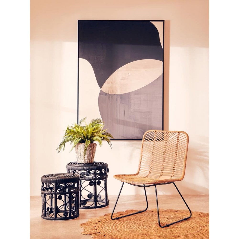Montrose Natural Rattan Black Metal Chair