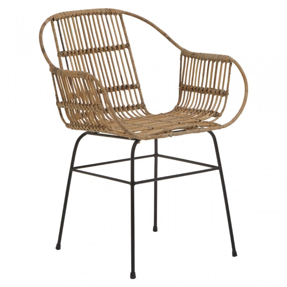 Montrose Natural Rattan With Black Metal Armchair Chair