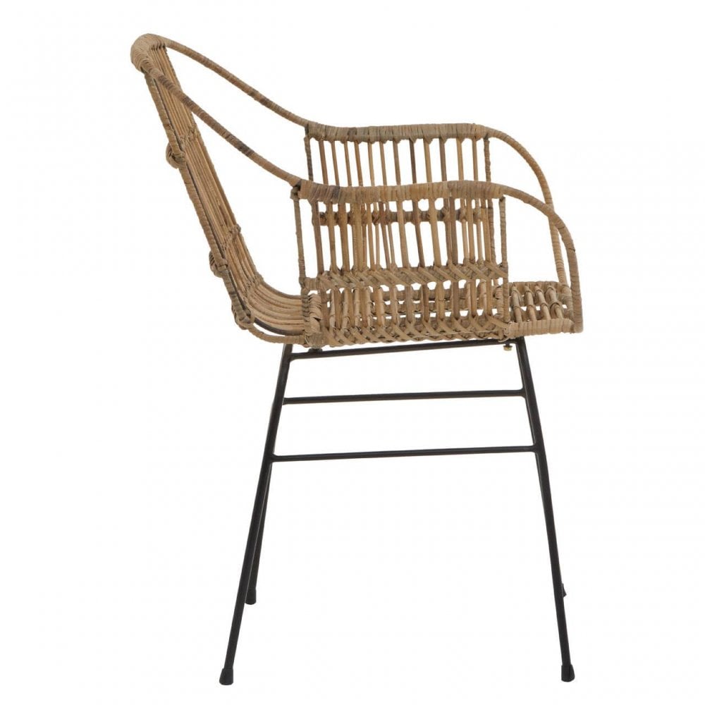 Montrose Natural Rattan With Black Metal Armchair Chair