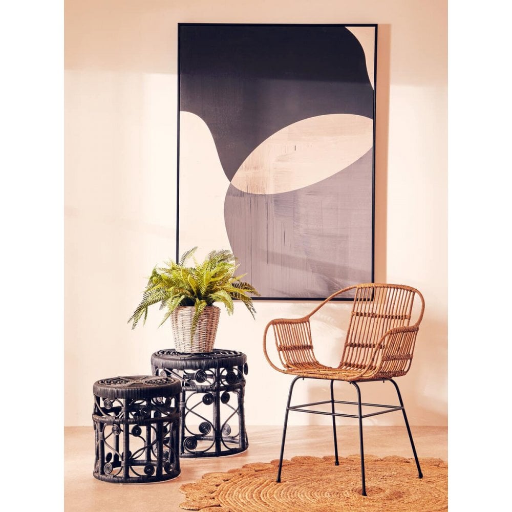 Montrose Natural Rattan With Black Metal Armchair Chair
