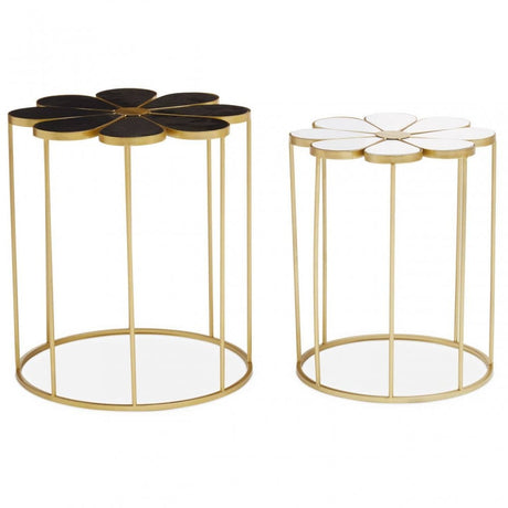 Lila Set Of Two Black And White Petal Tables
