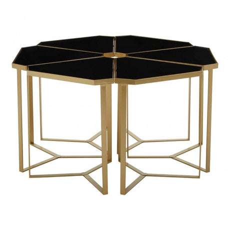 Lila Six Piece Black Top And Gold Frame Table Set