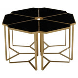 Lila Six Piece Black Top And Gold Frame Table Set