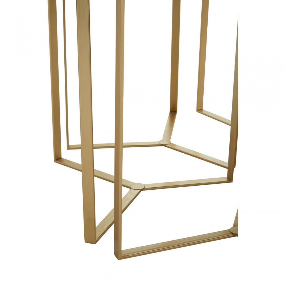 Lila Six Piece Black Top And Gold Frame Table Set