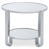 Giselle Round Mirrored Top Silver Frame Table