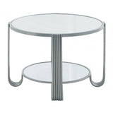 Giselle Round Mirrored Top Silver Frame Table
