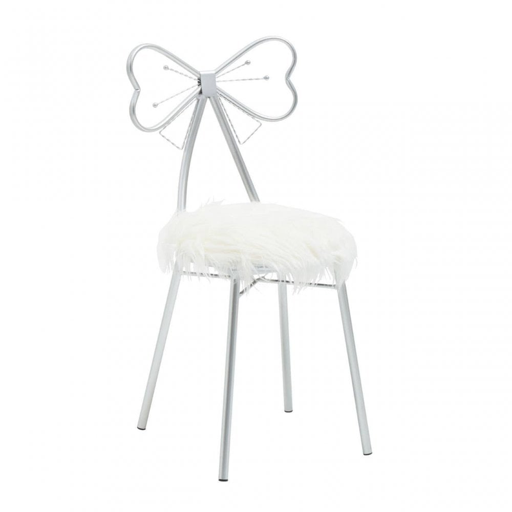 Giselle Silver Bow Faux Fur Chair