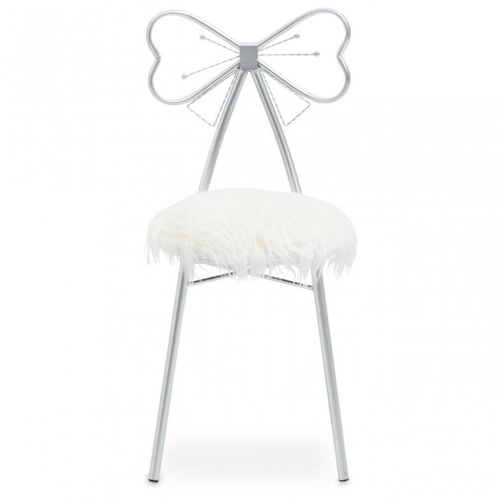 Giselle Silver Bow Faux Fur Chair