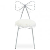Giselle Silver Bow Faux Fur Chair