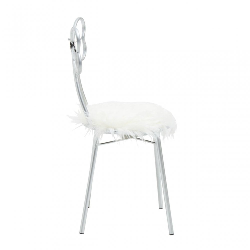 Giselle Silver Bow Faux Fur Chair