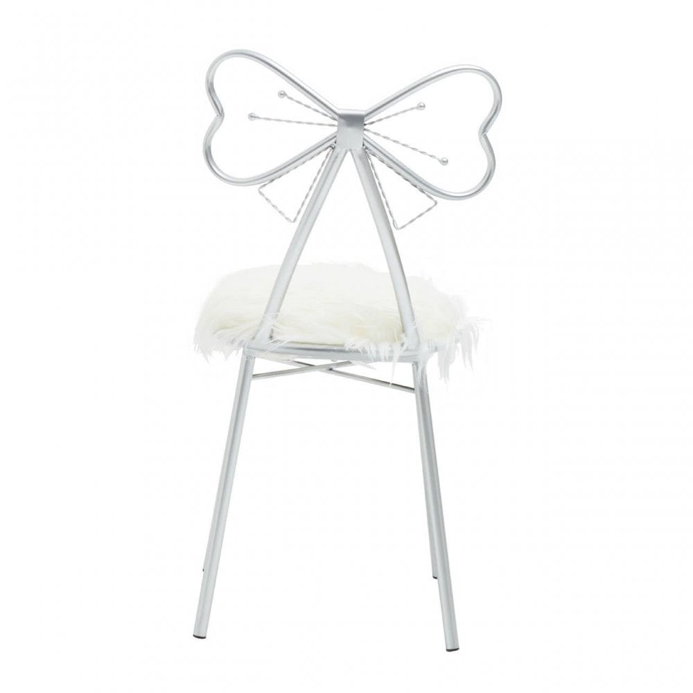 Giselle Silver Bow Faux Fur Chair