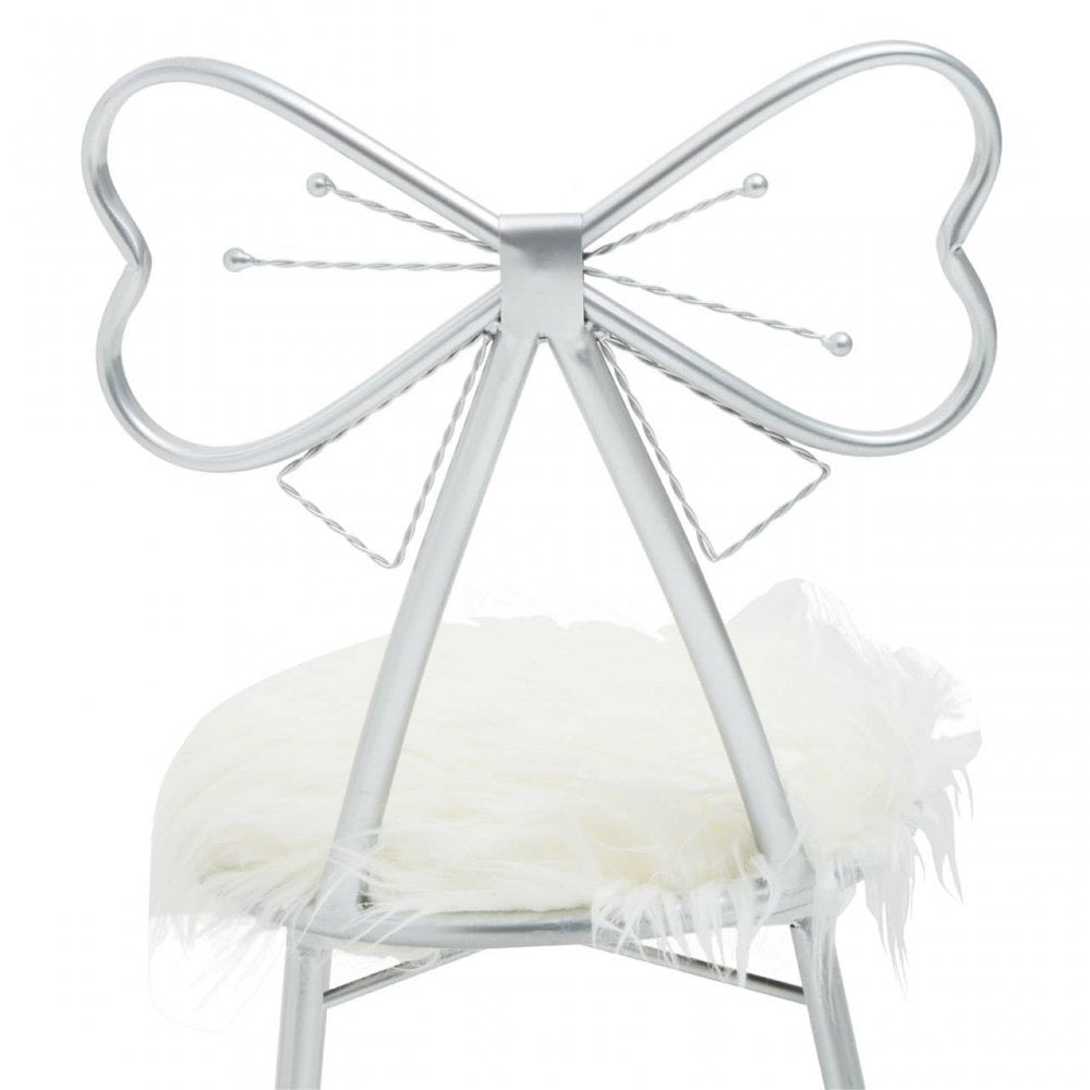 Giselle Silver Bow Faux Fur Chair