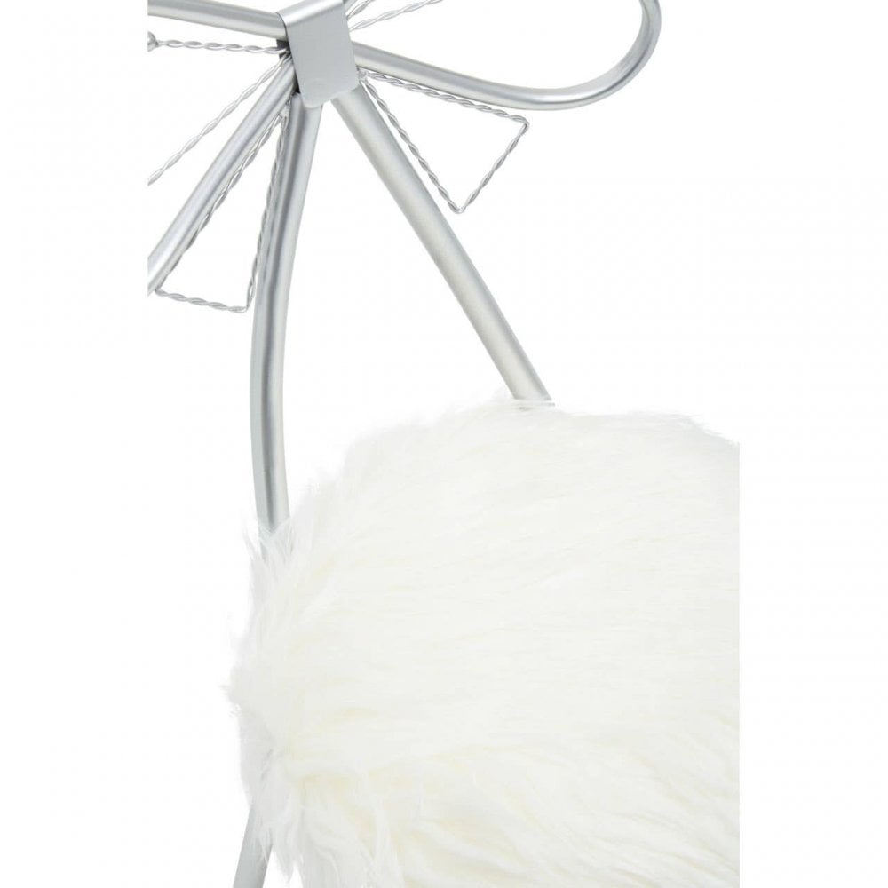 Giselle Silver Bow Faux Fur Chair