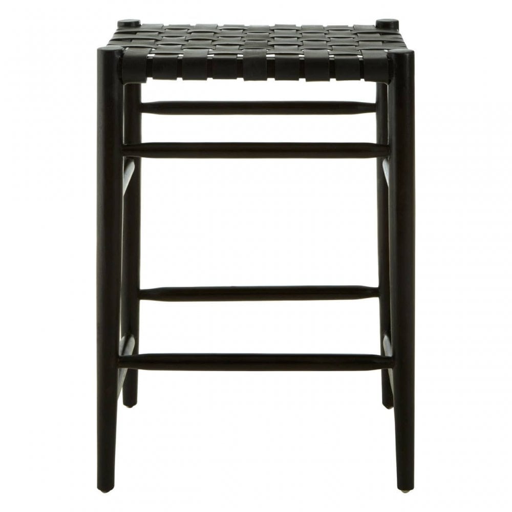 Alden Bar Stool With Black Cow Leather Strap
