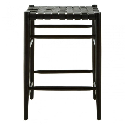 Alden Bar Stool With Black Cow Leather Strap