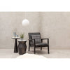 Alden Black Leather And Black Teak Wood Chair