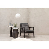 Alden Black Leather And Black Teak Wood Chair