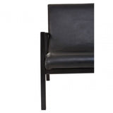 Alden Black Leather And Black Teak Wood Chair
