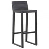 Alden Black Leather And Teak Studded Bar Stool