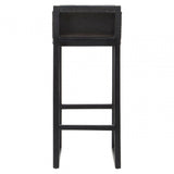 Alden Black Leather And Teak Studded Bar Stool