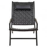 Alden Black Leather Tall Woven Chair