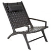 Alden Black Leather Tall Woven Chair
