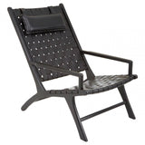 Alden Black Leather Tall Woven Chair