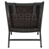 Alden Black Leather Tall Woven Chair
