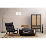 Alden Black Leather Tall Woven Chair