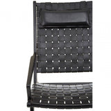 Alden Black Leather Tall Woven Chair