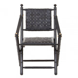 Alden Black Strapped Leather And Black Teak Wood Chair
