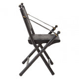 Alden Black Strapped Leather And Black Teak Wood Chair