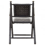 Alden Black Strapped Leather And Black Teak Wood Chair