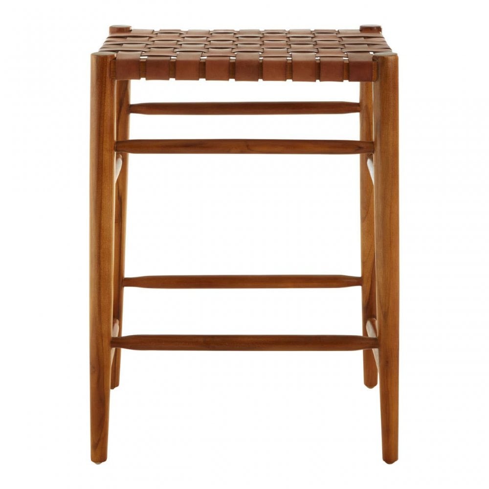 Alden Brown Leather Strap Barstool