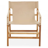 Alden Cream Leather And Teak Wood Chair