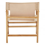 Alden Cream Leather And Teak Wood Chair