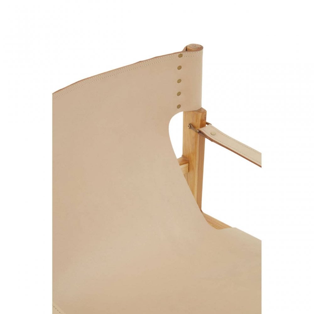 Alden Cream Leather And Teak Wood Chair
