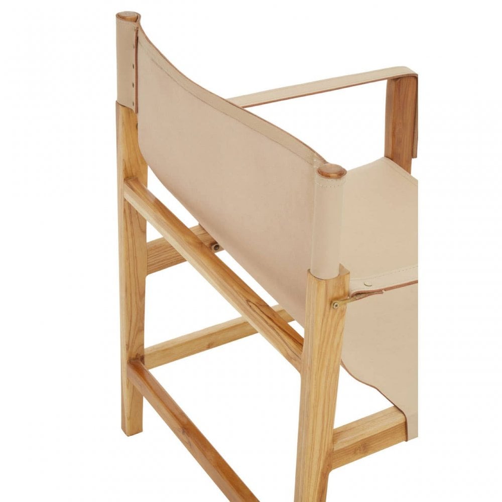 Alden Cream Leather And Teak Wood Chair