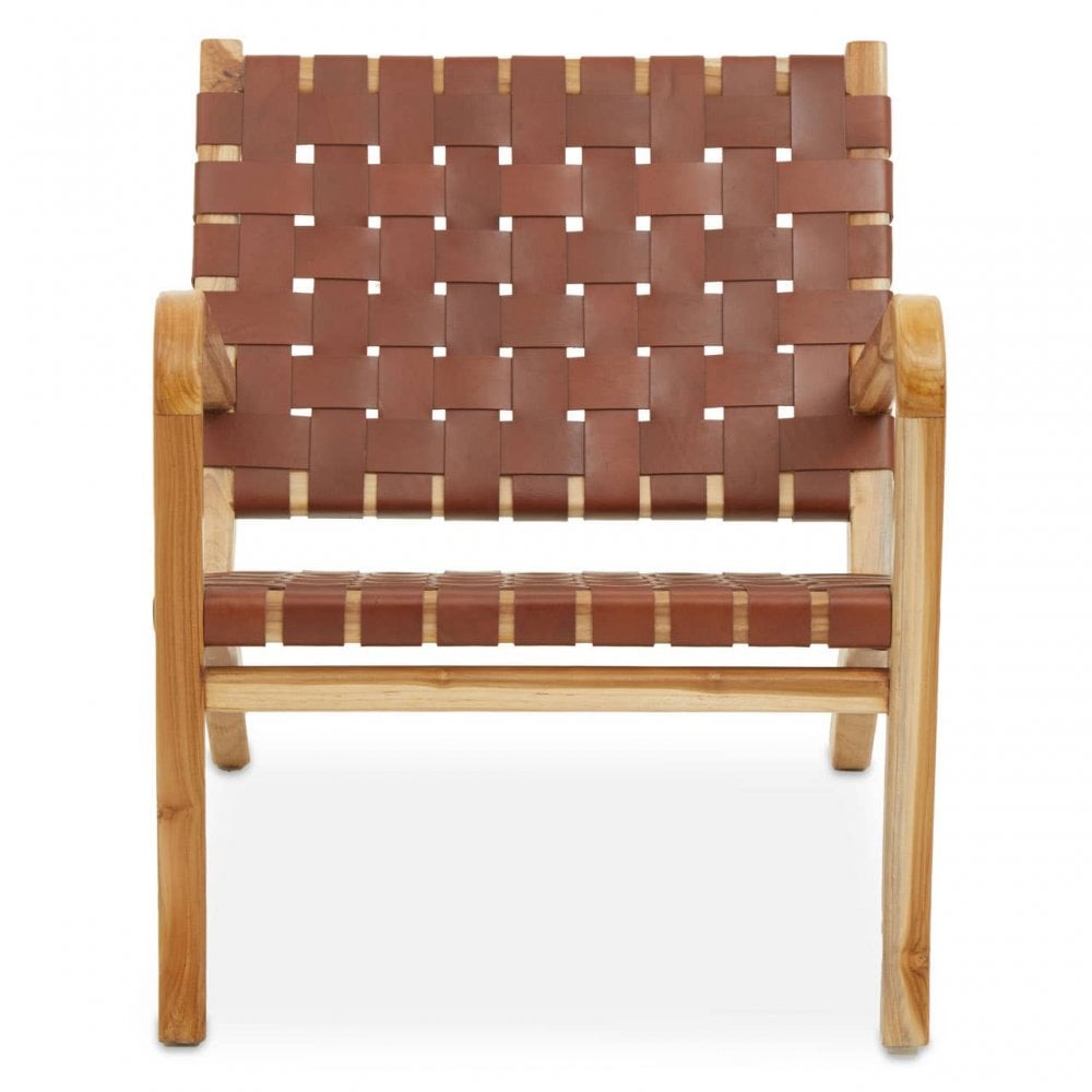 Alden Dark Brown Leather And Teak Chair