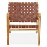 Alden Dark Brown Leather And Teak Chair