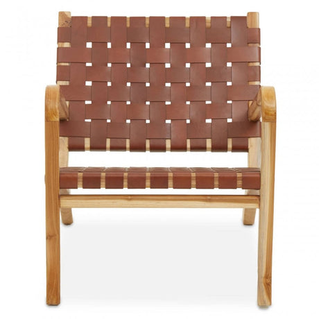 Alden Dark Brown Leather And Teak Chair