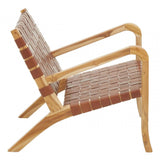 Alden Dark Brown Leather And Teak Chair