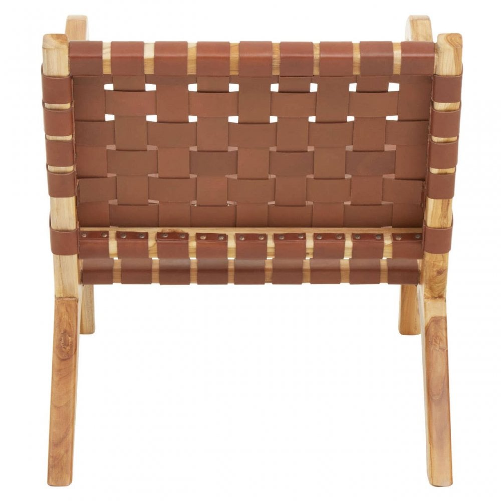 Alden Dark Brown Leather And Teak Chair