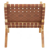 Alden Dark Brown Leather And Teak Chair