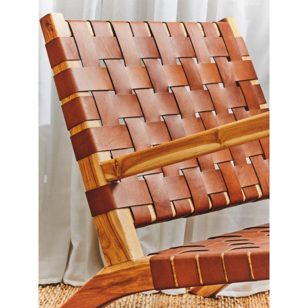 Alden Dark Brown Leather And Teak Chair