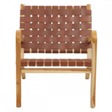 Alden Dark Brown Leather And Teak Chair