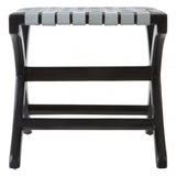 Alden Grey Leather And Teak Stool