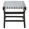 Alden Grey Leather And Teak Stool
