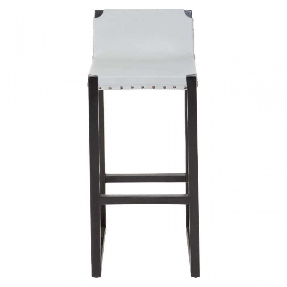 Alden Grey Leather Bar Stool